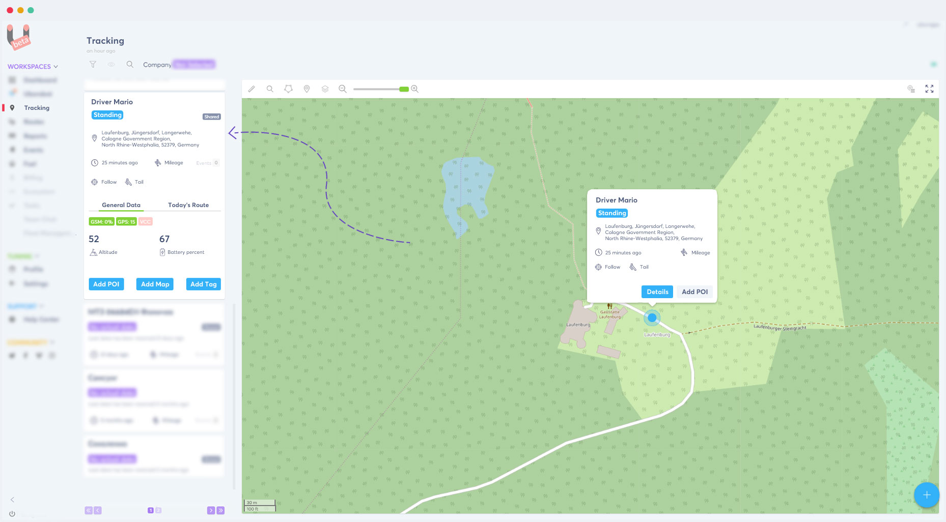 Online GPS tracking · Uboro GPS software features